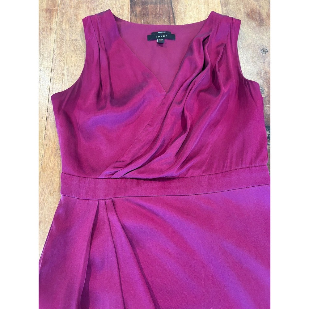 Josef bright pink 100% silk dress ruched womens' size medium party wedding guest - Picture 9 of 9